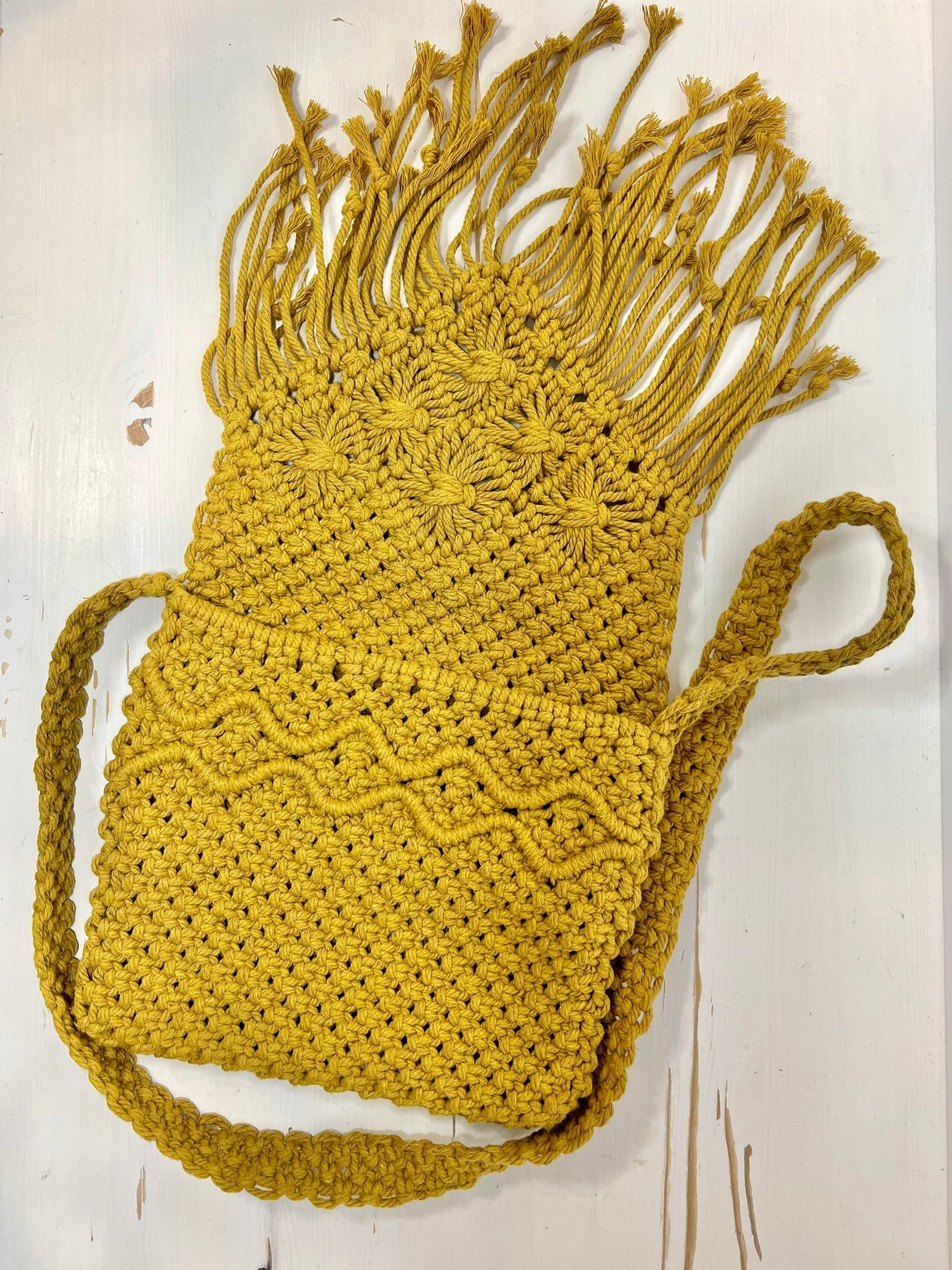 Large Gold Macrame Purse With Tassels - Naturenspires