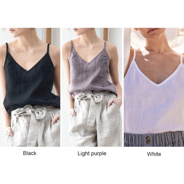 Set of 3 Vintage Linen Summer Tank - Nature Inspires