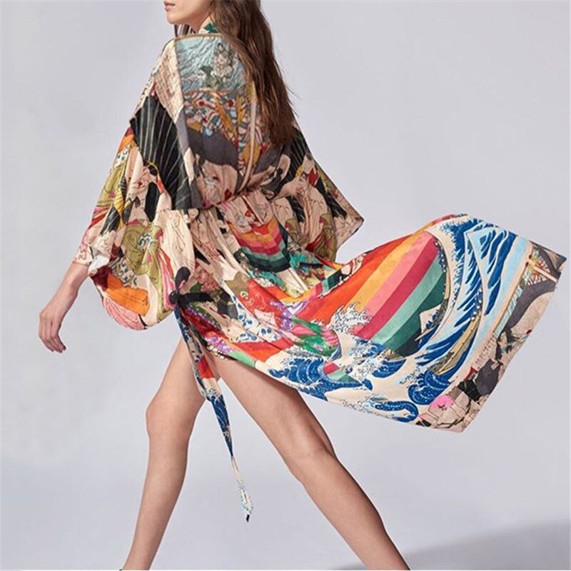 Retro Printed Bohemian Kimono Tunic