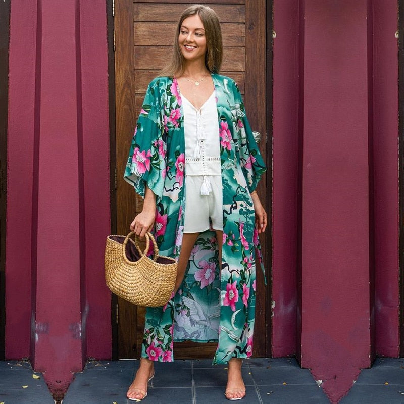 Retro Printed Bohemian Kimono Tunic