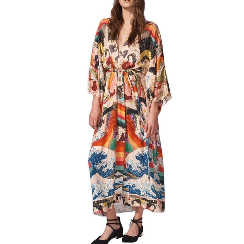 Retro Printed Bohemian Kimono Tunic