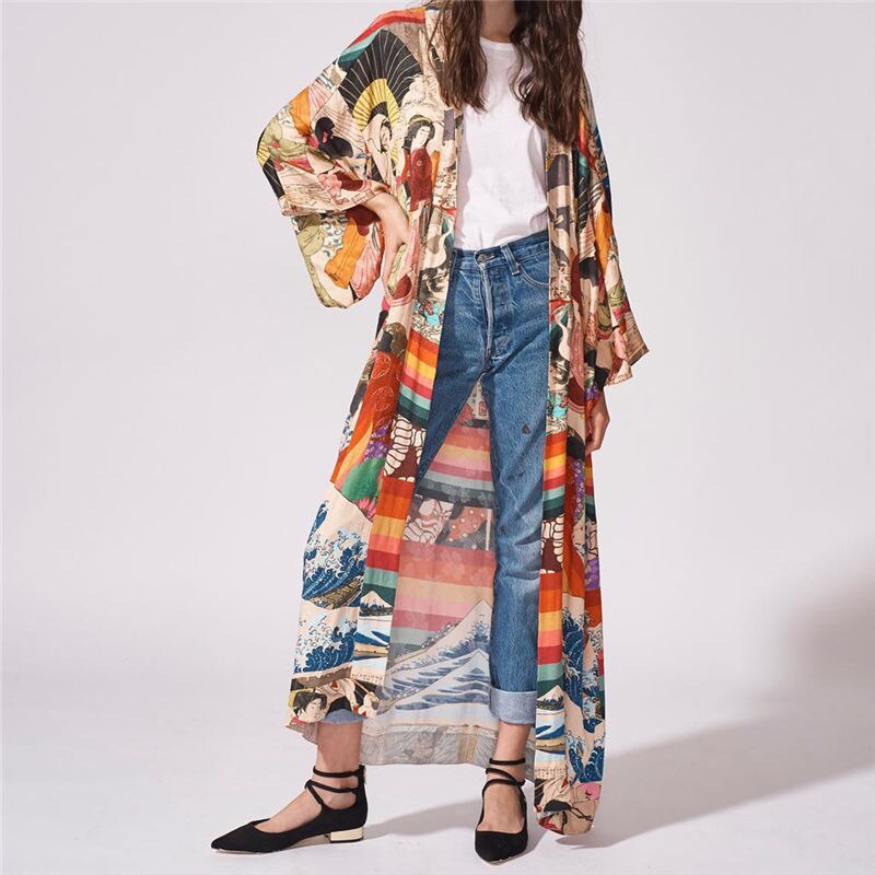 Retro Printed Bohemian Kimono Tunic