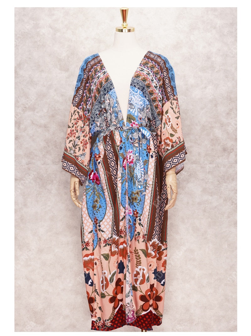 Retro Printed Bohemian Kimono Tunic