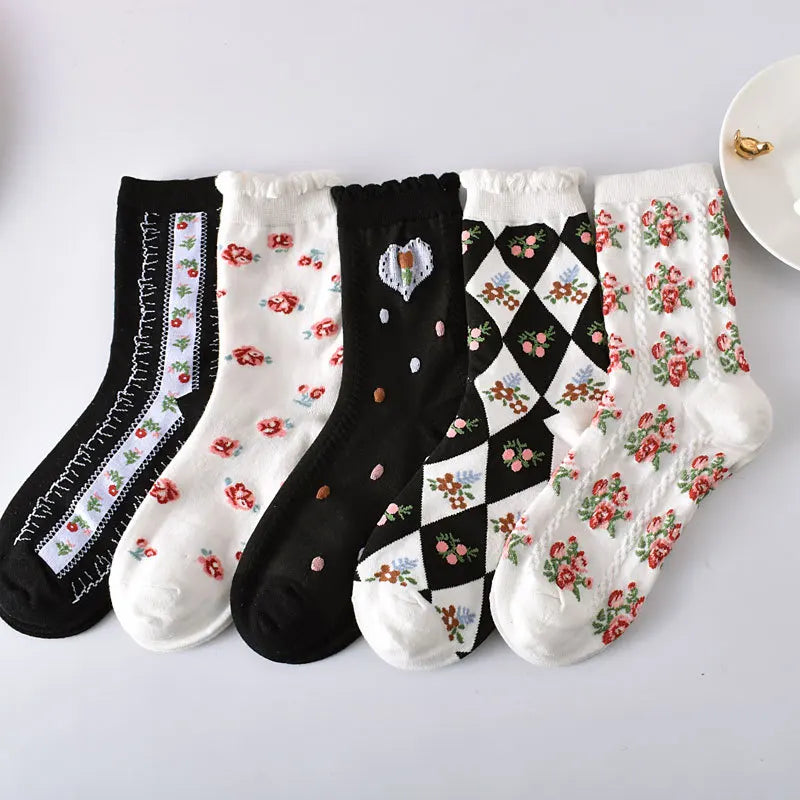 Flower Embossed Socks