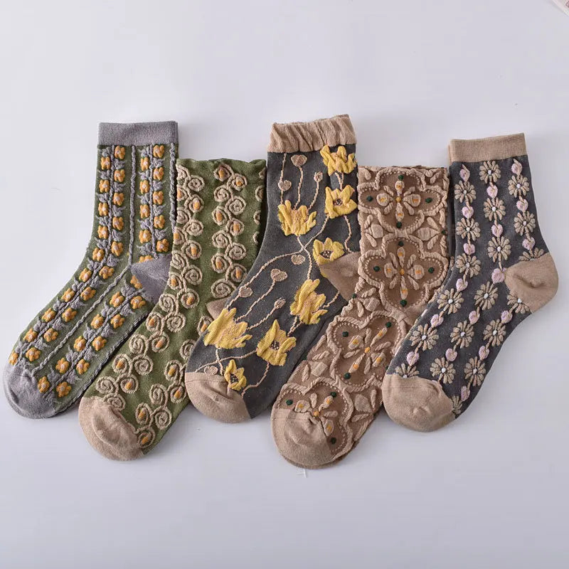 Flower Embossed Socks