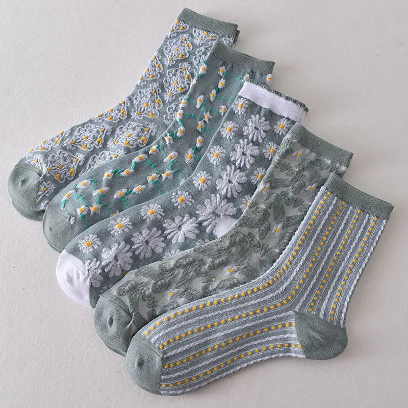 Flower Embossed Socks