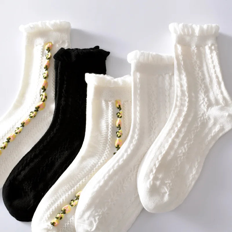 Flower Embossed Socks