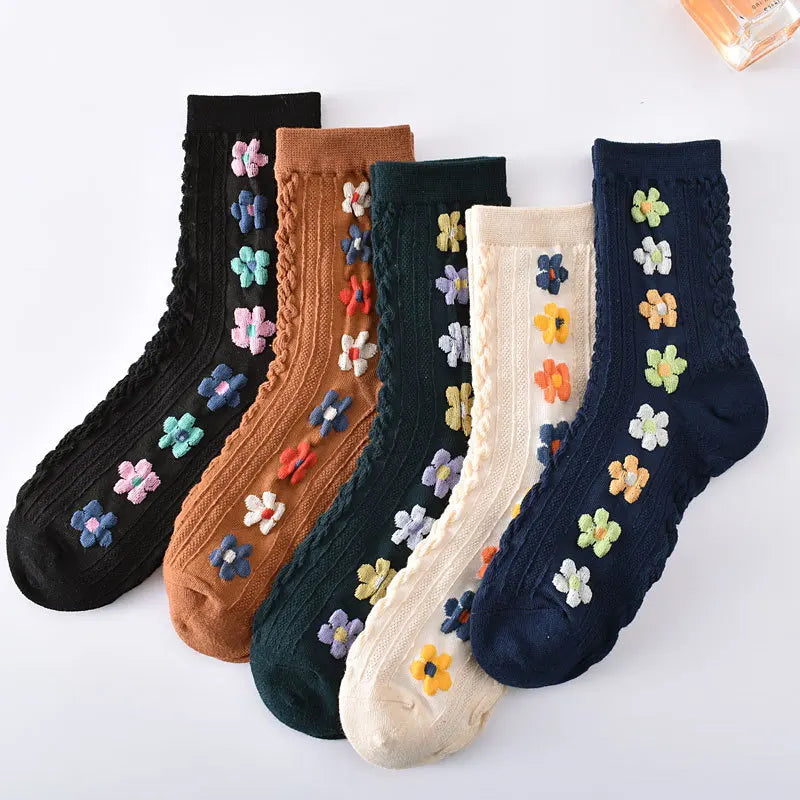 Flower Embossed Socks