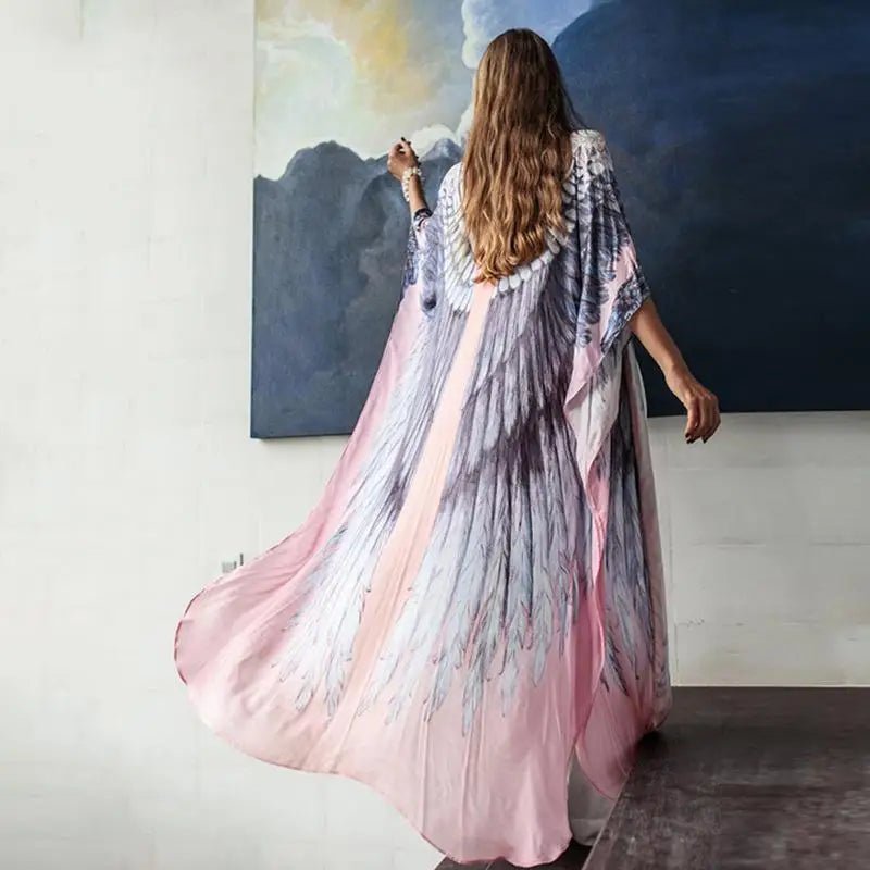 Long Loose Chiffon Wings Coverup - Naturenspires