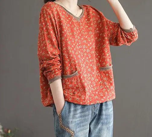 Meadow Patchwork Cotton Blouse - Nature Inspires