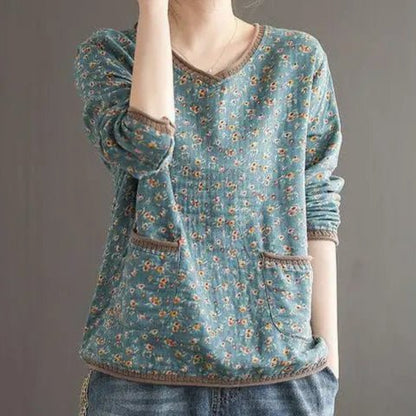Meadow Patchwork Cotton Blouse - Nature Inspires