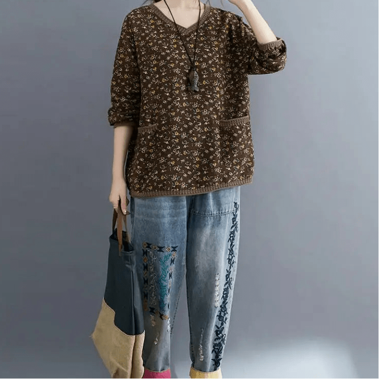 Meadow Patchwork Cotton Blouse - Nature Inspires