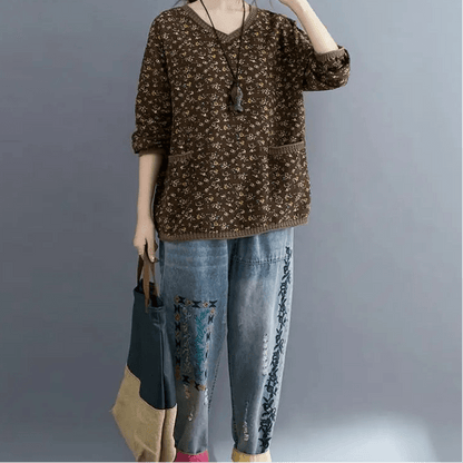 Meadow Patchwork Cotton Blouse - Nature Inspires