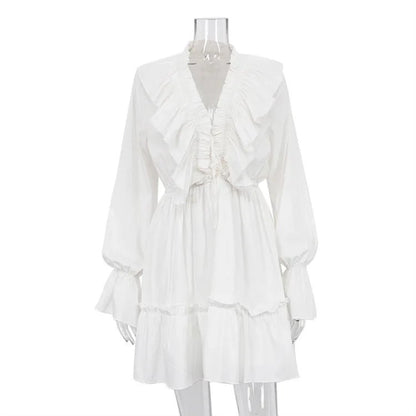 Ruffled V - Neck Mini Dress - Nature Inspires