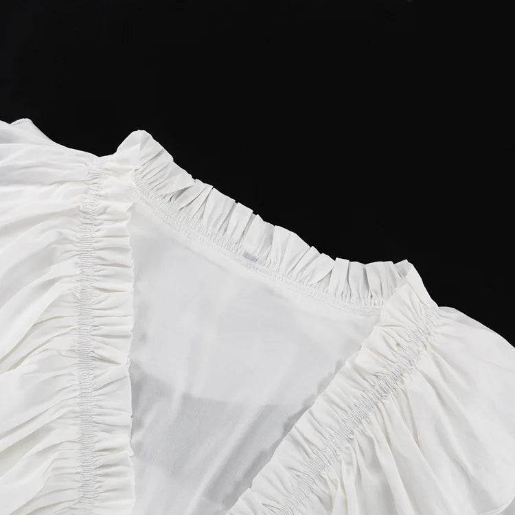 Ruffled V - Neck Mini Dress - Nature Inspires