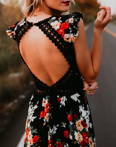 Sexy Backless Floral Dress - Naturenspires