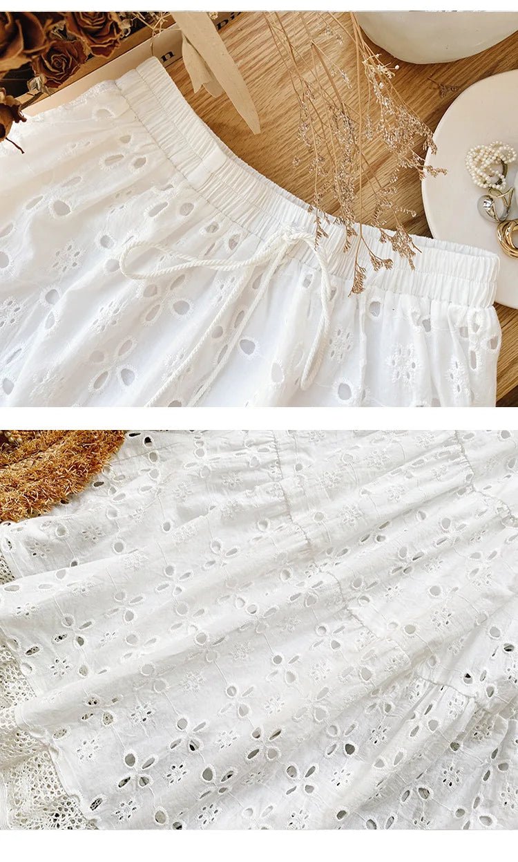 White Eyelet Drawstring Skirt - Naturenspires