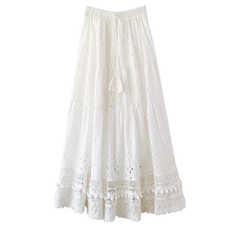 White Eyelet Drawstring Skirt - Naturenspires