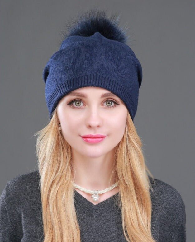 Beanie Hat with Fur Pom Pom - Naturenspires