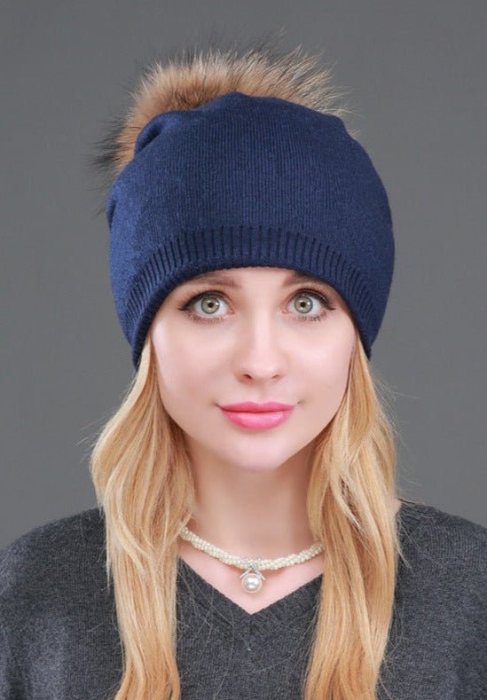 Beanie Hat with Fur Pom Pom - Naturenspires