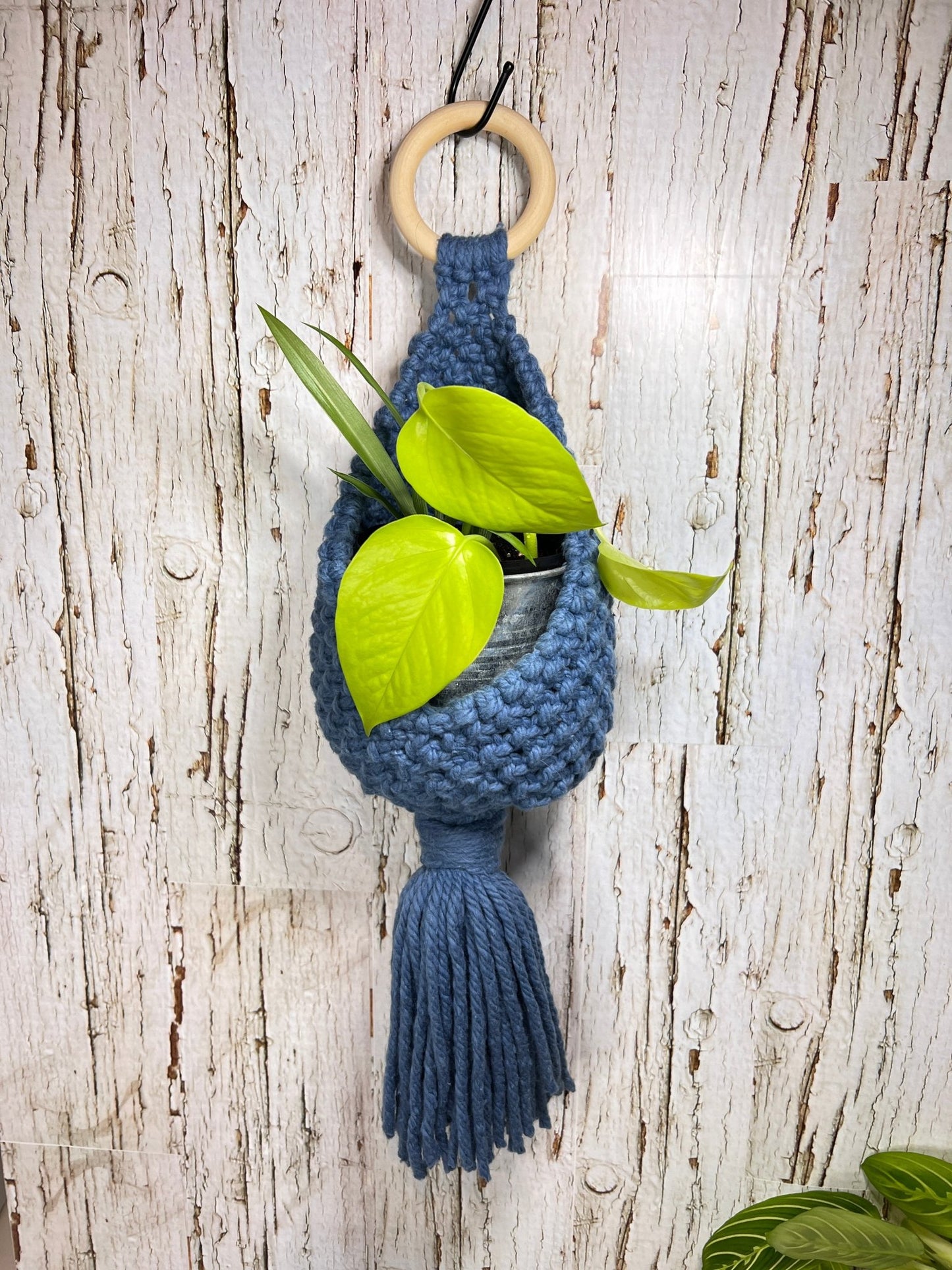 Blue Macrame Hanging Nest - Naturenspires