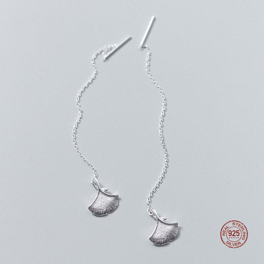 Ginkgo Leaf Drop Earrings Sterling Silver - Naturenspires