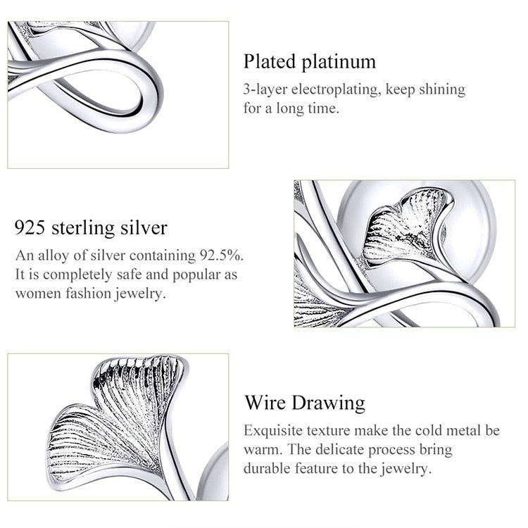 Ginkgo Leaf Sterling Silver Earrings - Naturenspires