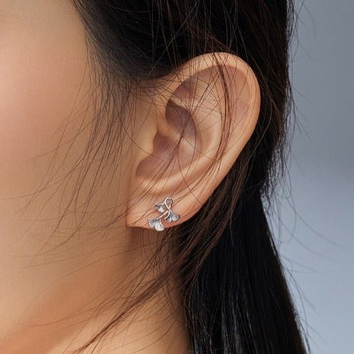 Ginkgo Leaf Sterling Silver Earrings - Naturenspires