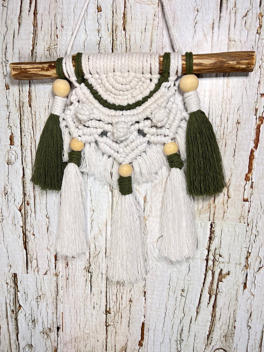 Green and Cream Small Wall Hanging - Naturenspires
