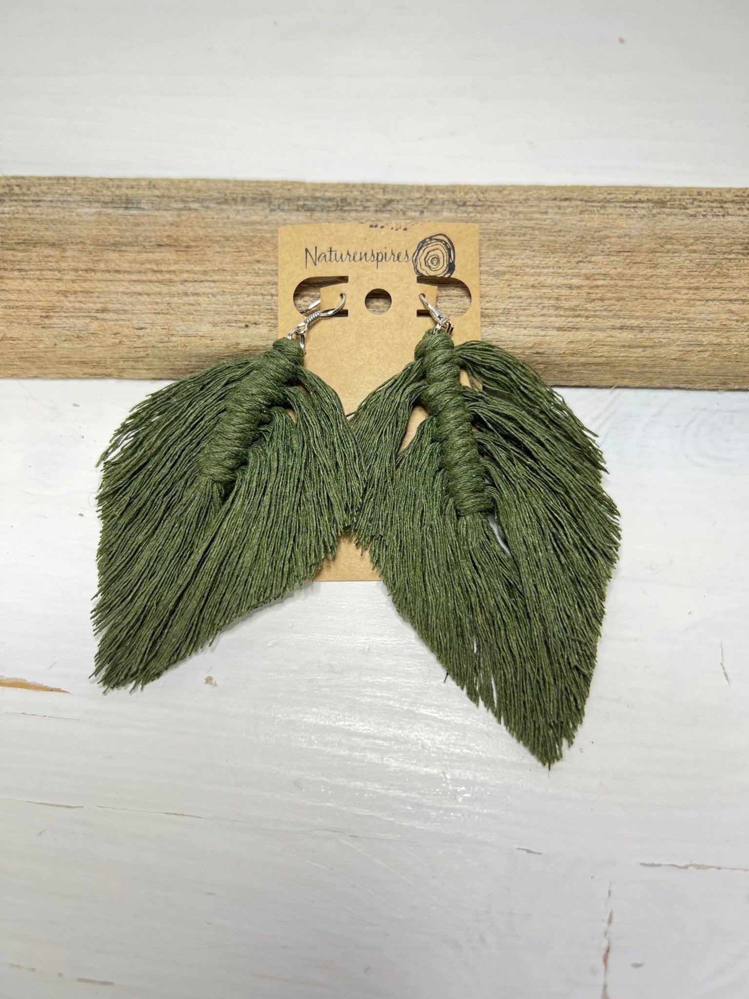 Large Macramé Leaf Earrings - Naturenspires