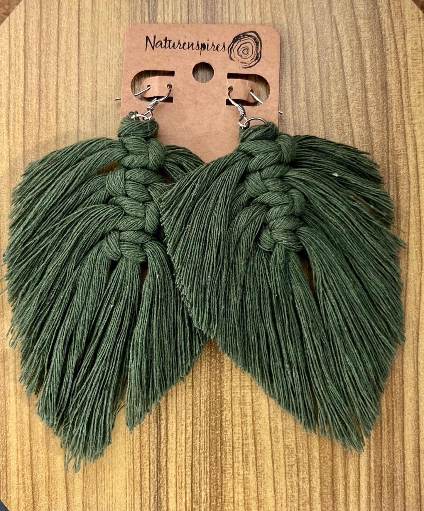 Large Macramé Leaf Earrings - Naturenspires