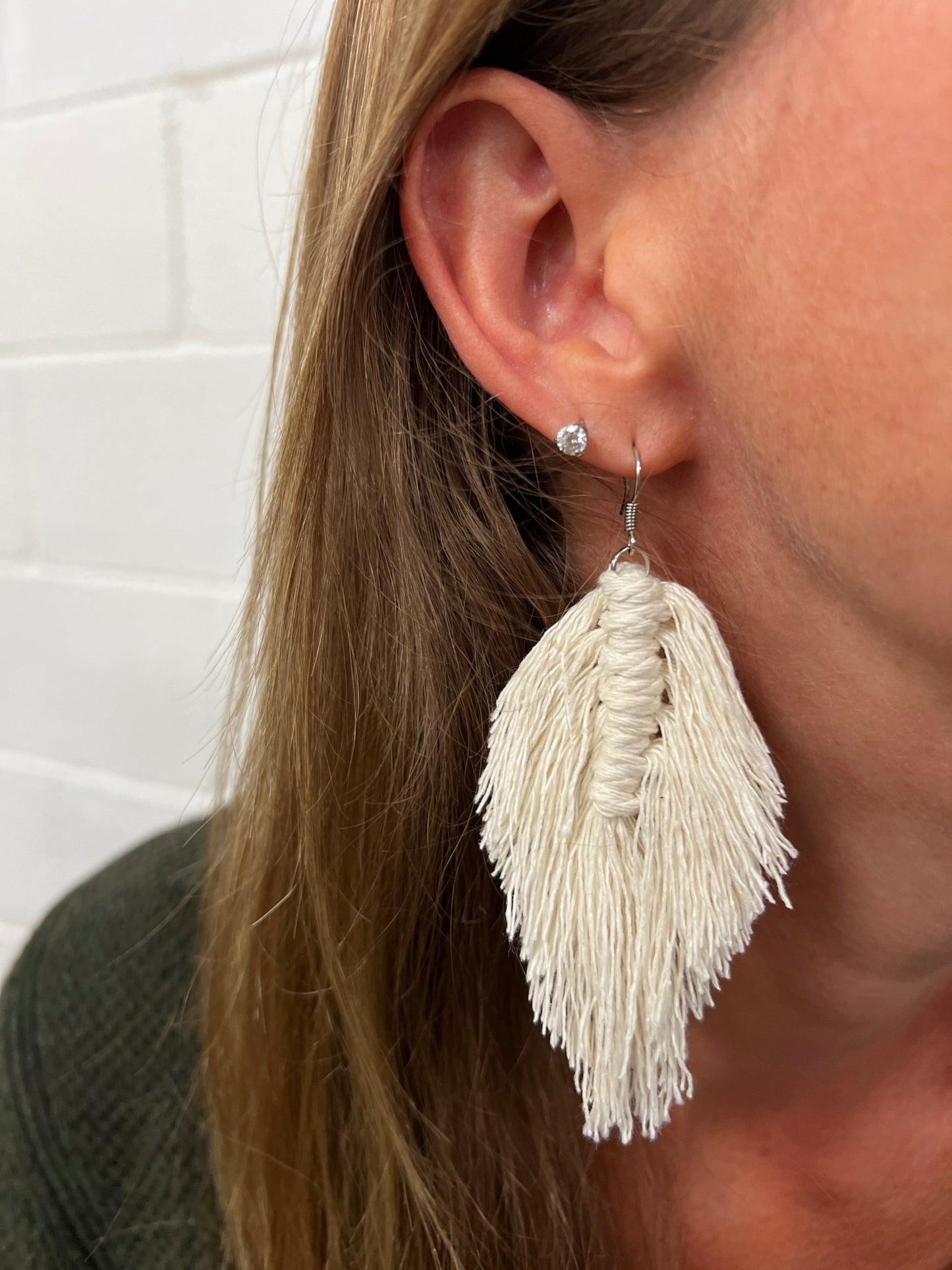 Large Macramé Leaf Earrings - Naturenspires