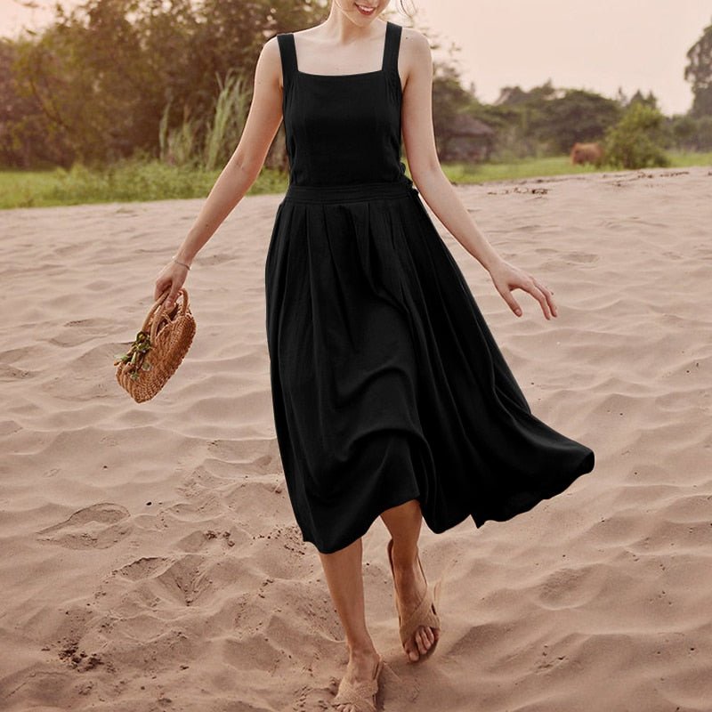 Midi Backless Linen Dress - Naturenspires