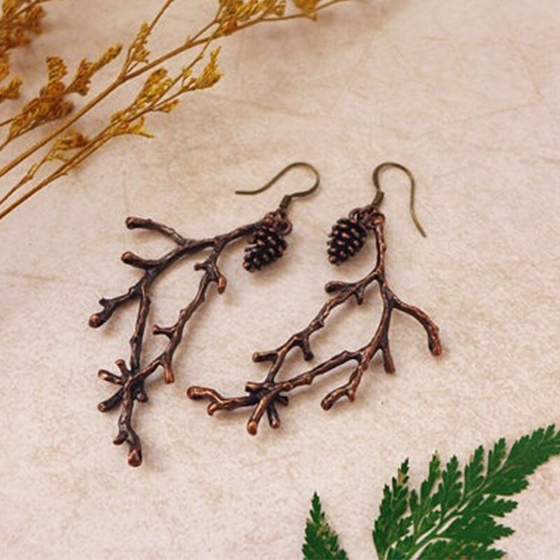 Pinecone Branch Earrings - Naturenspires